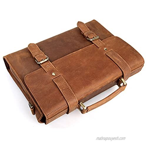 UBaymax Men's Leather Tote Briefcase Shoulder Messenger Bags Brown