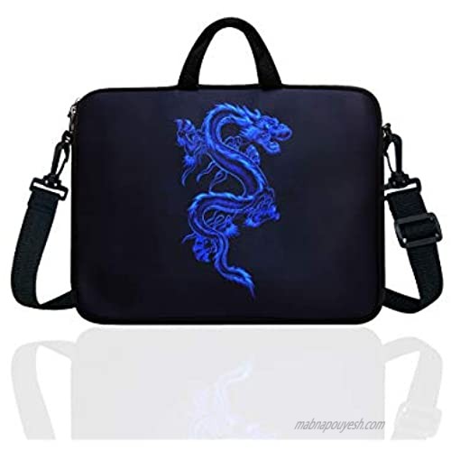 10-Inch Neoprene Laptop Tablet Shoulder Messenger Bag Case Sleeve for 9.7 10 10.1 10.5 Inch Netbook/Ipad Pro/Air (Blue Dragon)
