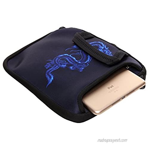 10-Inch Neoprene Laptop Tablet Shoulder Messenger Bag Case Sleeve for 9.7 10 10.1 10.5 Inch Netbook/Ipad Pro/Air (Blue Dragon)