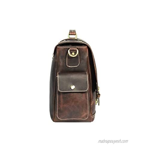17 Leather Portfolio Bag for Laptop Bag Briefcase for Office Brown Caramel