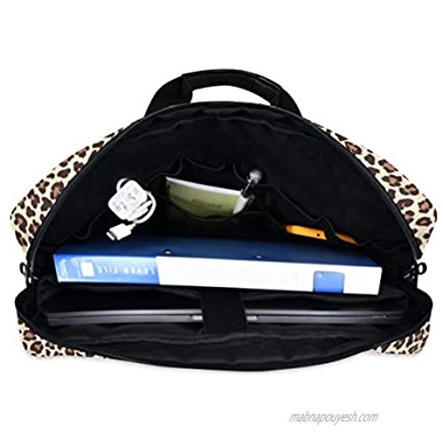 ALAZA Leopard Cheetah Print Animal Gemoetric Laptop Case Bag Sleeve Portable Crossbody Messenger Briefcase w/Strap Handle 13 14 15.6 inch