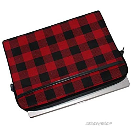 ALAZA Red Black Buffalo Plaid Checkered 15 inch Laptop Case Shoulder Bag Crossbody Briefcase Messenger Sleeve for Women Men Girls Boys with Shoulder Strap Handle for Her Him