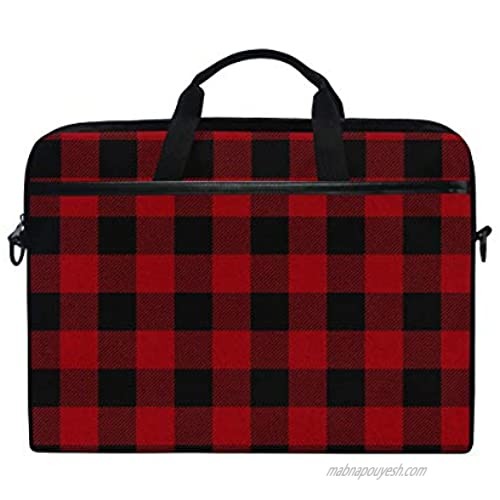 ALAZA Red Black Buffalo Plaid Checkered 15 inch Laptop Case Shoulder Bag Crossbody Briefcase Messenger Sleeve for Women Men Girls Boys with Shoulder Strap Handle  for Her Him