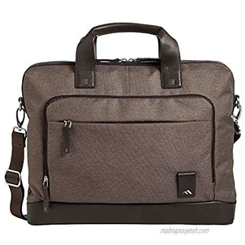 Brenthaven Medina Slim Brief Laptop Bag Fits 15 Inch Chromebooks  Devices - Chestnut  Cotton Canvas Body Material with Vegan Leather Trim  Rugged Protection from Impact and Compression