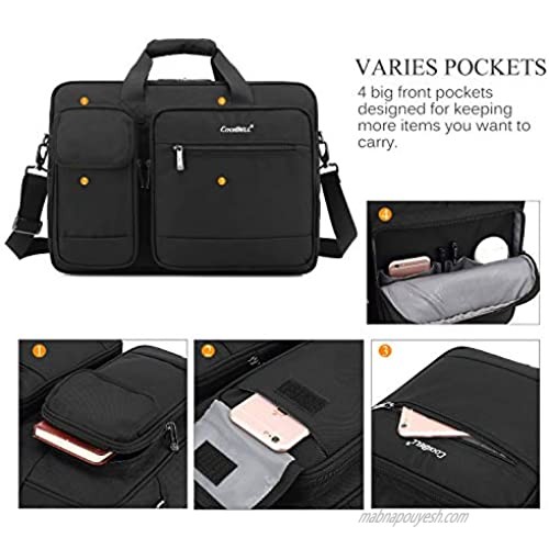 CoolBELL 17.3 Inch Laptop Briefcase Protective Messenger Bag Nylon Shoulder Bag Multi-Functional Hand Bag for Laptop/Ultrabook/Tablet/MacBook/Dell/HP/Men/Women/Business (Black)