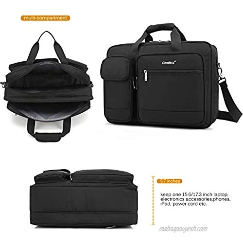 CoolBELL 17.3 Inch Laptop Briefcase Protective Messenger Bag Nylon Shoulder Bag Multi-Functional Hand Bag for Laptop/Ultrabook/Tablet/MacBook/Dell/HP/Men/Women/Business (Black)
