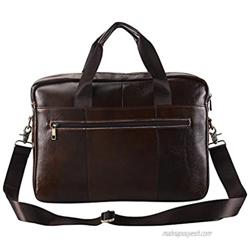 CrazySale Leather Briefcase 15 inch Laptop Bag Messenger Shoulder Work Bag Crossbody Handbag for Business Travelling Christmas Gift for Men Father Husband (BFC-BROWN) Normal