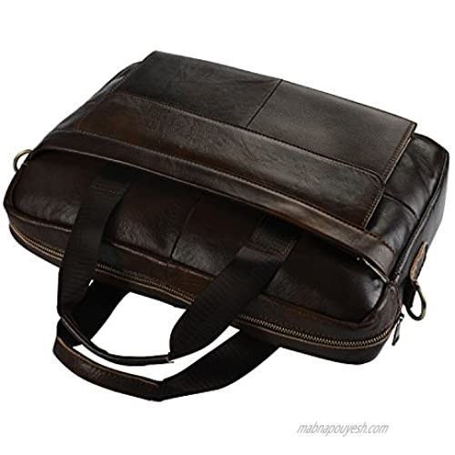 CrazySale Leather Briefcase 15 inch Laptop Bag Messenger Shoulder Work Bag Crossbody Handbag for Business Travelling Christmas Gift for Men Father Husband (BFC-BROWN) Normal