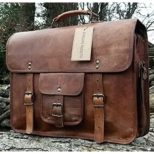 Gbag (T) Vintage Leather Laptop Bag 15 Messenger Briefcase Crossbody Shoulder Satchel Bag