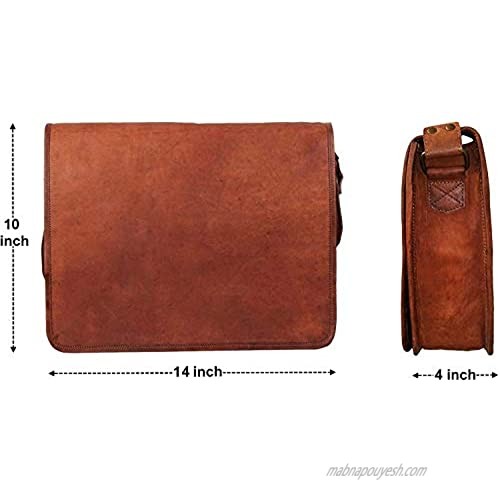 Gorries leather satchel for men Full Flap Messenger Handmade Bag For Men's Hand-Crafted Messenger Genuine Leather Briefcase Satchel Laptop Shoulder Bag office bags for men (SMALL) 11 Inch