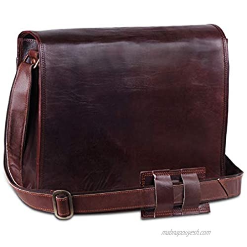Handmade World 15" Vintage Leather Messenger Bags Laptop Briefcase Computer Satchel Bag For Men Women