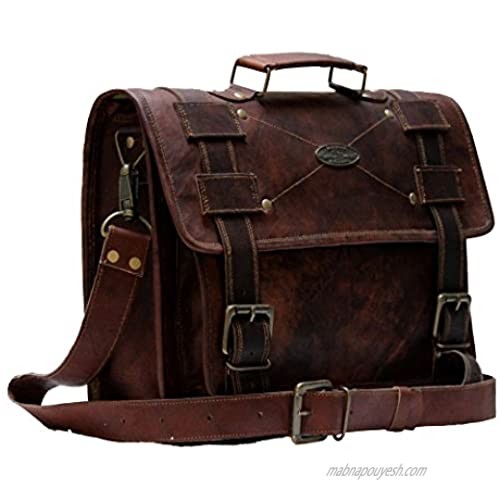 Handmade World Laptop Bag Vintage Men Brown Leather Briefcase Messenger Bags (13 X 18)