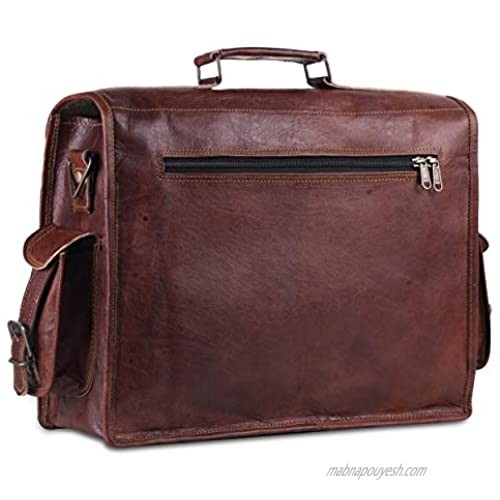 Handmade World Messenger Bag Leather Laptop Bags Computer Satchel Briefcase Unisex(15 Inch)
