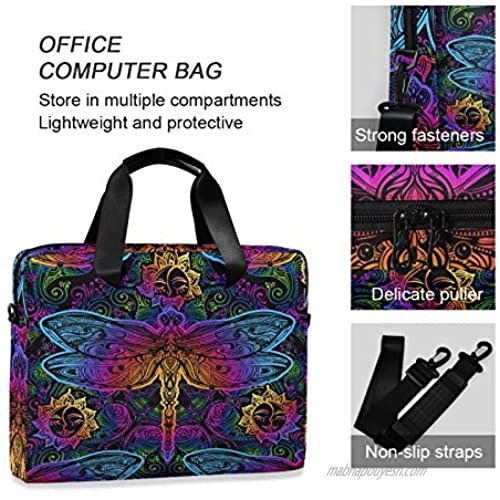 Indian Mandalas Dragonfly Laptop Shoulder Messenger Bag with Strap for 15.6 inch 16 inch Laptop Travel-Friendly Briefcase Notebook Computer Sleeve Case