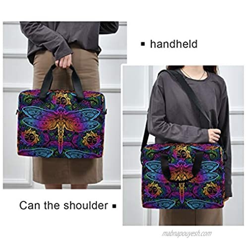 Indian Mandalas Dragonfly Laptop Shoulder Messenger Bag with Strap for 15.6 inch 16 inch Laptop Travel-Friendly Briefcase Notebook Computer Sleeve Case