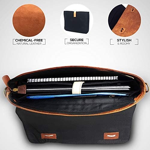 Laptop Messenger and Shoulder Bag - Leather Crossbody Office Bag - Unisex