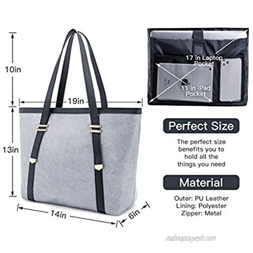 Laptop Tote Bag for Women Leather Large Computer Bag Waterproof Shoulder Bag Fit 15.6 in Laptop