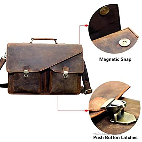 Leaderachi Leather Messenger Laptop Briefcase Bag Leather Bag for Office/Collage/Leather Briefcase/Retro Handbag/Satchel/Hip Bag/Shoulder Bag/Carry Bag/Cabin Travel Bag for men