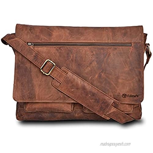 Leather Messenger Bag for Men & Women 14inch laptop Bag for Travel College Work - Handmade by LEVOGUE