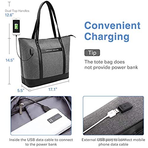 Lekesky Women Laptop Tote Bag with USB Port Large Womam Work Bag Purse Fits 15.6 inch Laptop