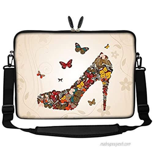 Meffort Inc 15 15.6 inch Neoprene Laptop Sleeve Bag Carrying Case with Hidden Handle and Adjustable Shoulder Strap - Butterfly High Heel