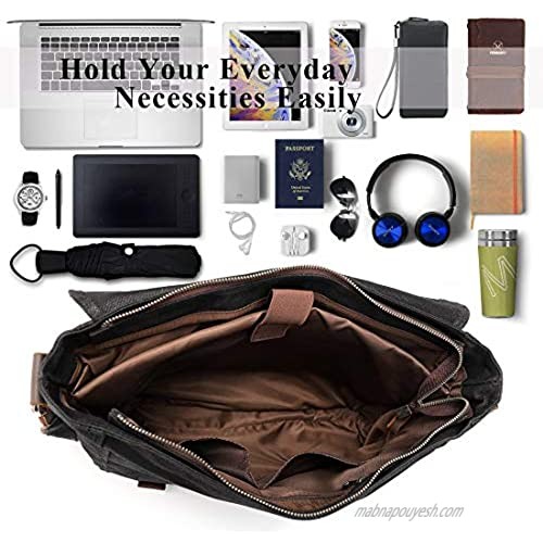 Men's Messenger Bag Waterproof Large 15.6 Inch Laptop Briefcase Shoulder Bags Black
