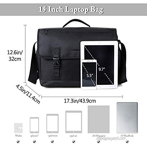 Messenger Bag For Men Water Resistant Lightweight 15in Laptop Bag Business Briefcase