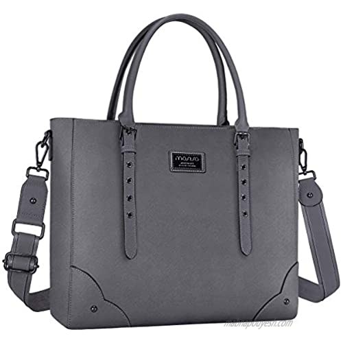 MOSISO 15.6 inch Women Laptop Tote Bag with Adjustable Handle&Rivets  Space Gray