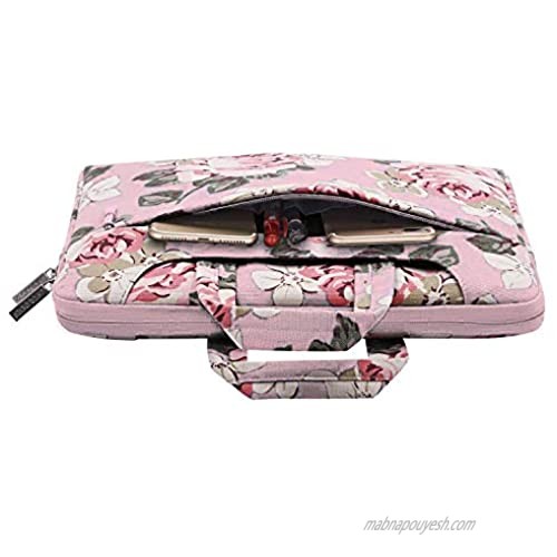MOSISO Laptop Shoulder Bag Compatible with MacBook Pro/Air 13 inch 13-13.3 inch Notebook Computer Canvas Rose Carrying Briefcase Handbag Sleeve Case Cover Pink