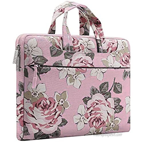 MOSISO Laptop Shoulder Bag Compatible with MacBook Pro/Air 13 inch 13-13.3 inch Notebook Computer Canvas Rose Carrying Briefcase Handbag Sleeve Case Cover Pink