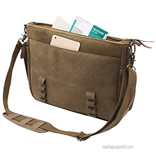 MOSISO Mens Messenger Bag 15.6 inch with Handle and Various Pockets Canvas Laptop Shoulder Briefcase Bag Compatible with MacBook Notebook Ultrabook and Chromebook Computers Vintage Brown