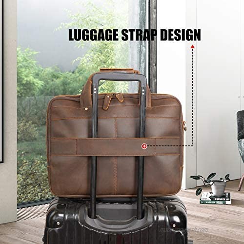 Retro Italian Leather Briefcase for Men 15.6 Laptop Messenger Bag Attaché Case Fit Business Travel