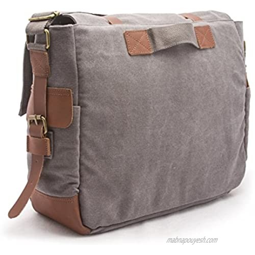 Sweetbriar Classic Laptop Messenger Bag Gray - Canvas Pack Designed to Protect Laptops up to 15.6 Inches