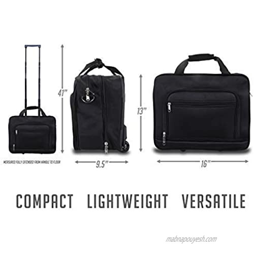 Travigo 15.4 Wheeled Laptop Messenger Bag | Telescopic Handle | Comfort Grip | Adjustable Shoulder Strap | 2.5 Wheels | 600D Polyester Lining | Fabric Lining