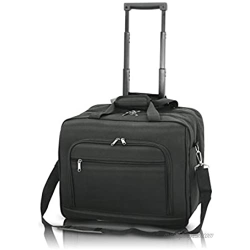 Travigo 15.4" Wheeled Laptop Messenger Bag | Telescopic Handle | Comfort Grip | Adjustable Shoulder Strap | 2.5" Wheels | 600D Polyester Lining | Fabric Lining