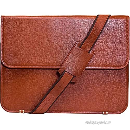 Urban Leather Laptop Shoulder Messenger Bags for Men Office University Work Satchel Bag for Teen Boys Executive Briefcase Cross body Fit - Flap Over (Brown  Size 15 inch)