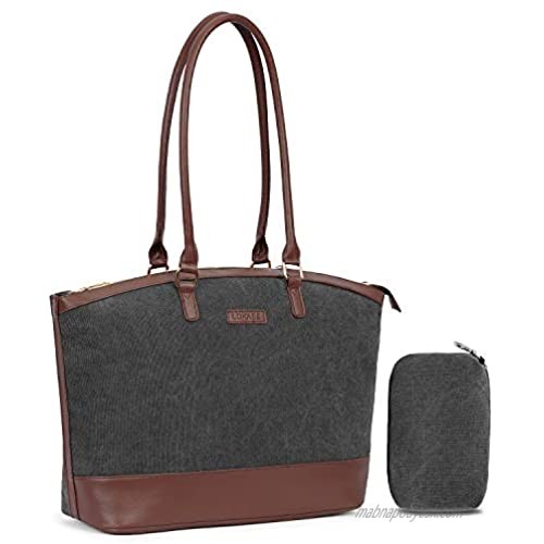 UtoteBag Women 15.6 inch Laptop Shoulder Bag Tote Bag for Notebook Adapte for Business  Casual Handbag Briefcase for Work Computer (Canvas Dark Grey)
