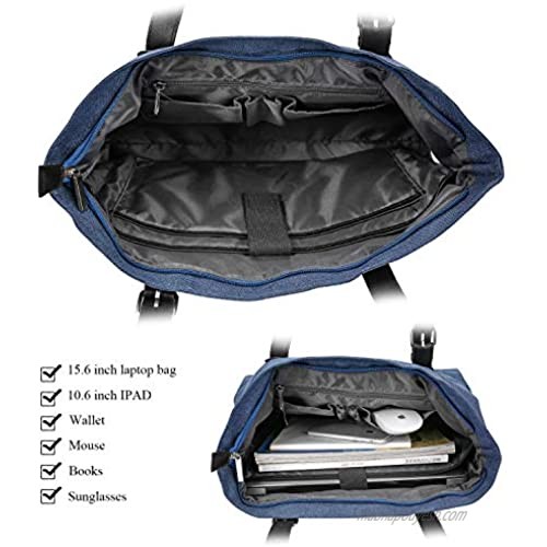 Utotebag Women Laptop Tote Bag 15.6 Inch Notebook Ultrabook Shoulder Bag Lightweight Nylon Briefcase Classic Handbag Handle Adjustable Work Travel Business Bag (Blue)