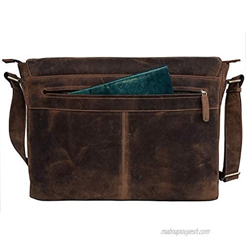 Vintage Computer Leather Laptop Messenger Bags for Men Leather Briefcase Shoulder Bag Man & Women Bag (16 INCH)