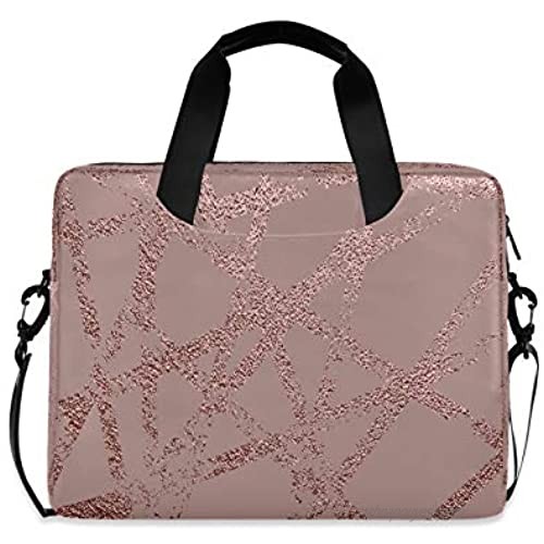 Yulife Pink Rose Marble Laptop Bag Sleeve Case for Women Men Gold Glitter Briefcase Tablet Messenger Shoulder Bag with Strap Notebook Computer Case 14 15.6 16 Inch for Kids Girls Business